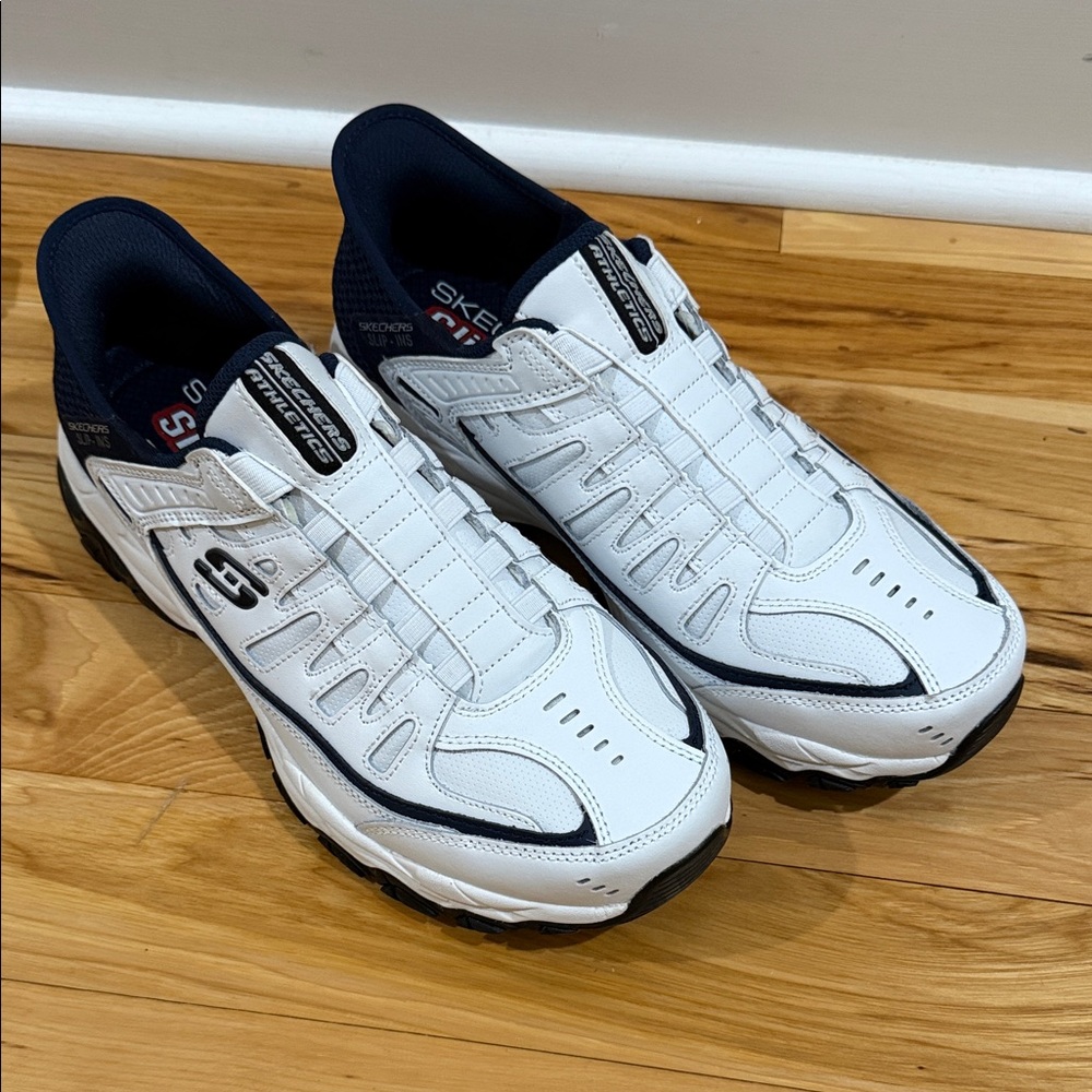 Slip-ins Skechers White and Navy Men's Athletic Walking Shoes